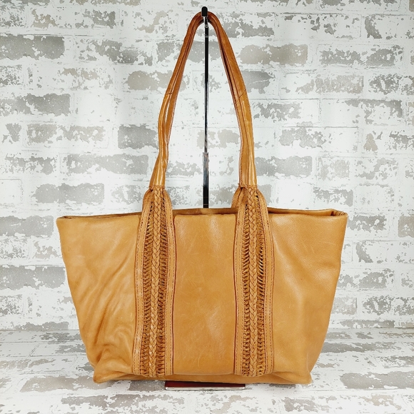 Tan Leather Tote Bag with Tassel - Picture 9 of 15